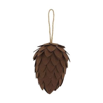 Visuel 1 du produit Suspension pomme de pin en feutre marron - 8,5 x 8,5 x 14 cm