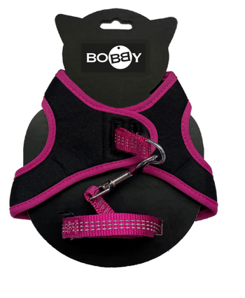 Visuel 1 du produit Ensemble sellerie pour chat coloris fuchsia pack harnais et laisse Bobby Safe - Taille XS