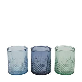 Visuel 1 du produit Photophore en verre effet gaufré - Ø 9 x H 11 cm