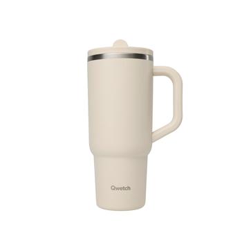 Visuel 1 du produit Gourde nomade isotherme Travel Cup en inox coloris beige sable Qwetch - 900 ml