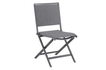 Visuel 1 du produit Chaise de jardin pliante en aluminium et polyester, gris - CREADOR Ara