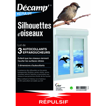 Visuel 1 du produit Stickers pour fenêtres anticollisions des oiseaux - lot de 3 silhouettes d'oiseaux
