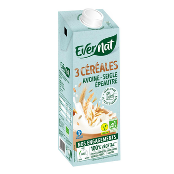 Visuel 1 du produit Boisson 3 céréales bio avoine, seigle, épeautre Evernat - 1 L
