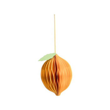 Visuel 1 du produit Citron décoratif à suspendre en papier jaune grand modèle - Ø 11 x H 17 cm