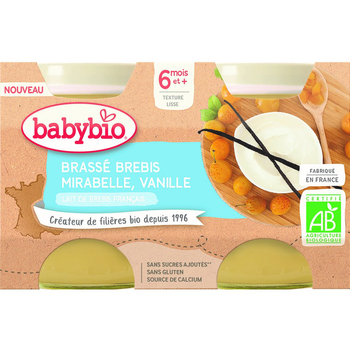 Visuel 1 du produit Pots brassés Brebis Mirabelle Vanille 2x130 g 6 mois+