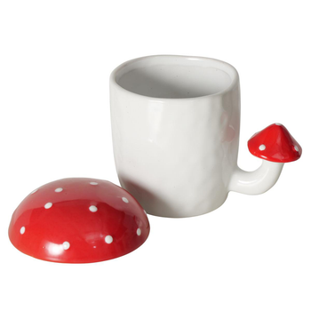 Visuel 1 du produit Tasse jumbo blanche en céramique avec champignons Funghi - Ø 9,5 x 13 cm