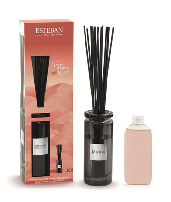 Visuel 1 du produit Bouquet parfumé initial avec sa recharge senteur terre d'ocre karité Esteban - 100 ml