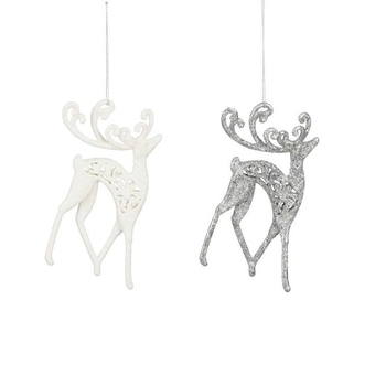 Visuel 1 du produit Suspension ornement cerf blanc coloris beige - 13 x 8 x 1 cm