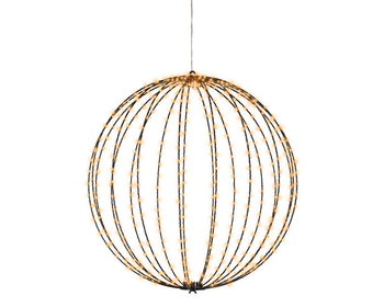 Visuel 1 du produit Boule lumineuse noire à 480 micro-LED blanc orangé pour extérieur - Ø 58 cm