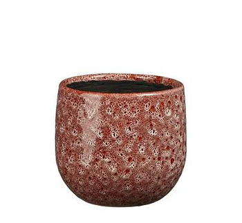 Visuel 1 du produit Cache-pot rond en céramique rouge Paola - Ø 14 x H 12 cm