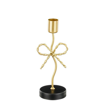 Visuel 1 du produit Bougeoir or avec pied à motif nœud - 7 x 6,5 x 18 cm