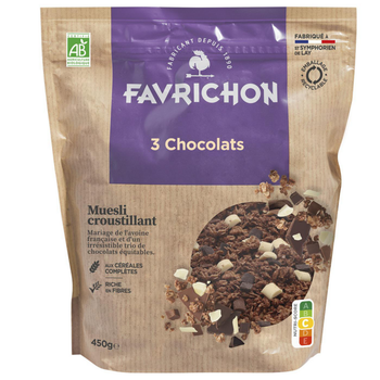 Visuel 1 du produit Muesli croustillant 3 chocolats bio Favrichon - 450 g