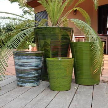 Visuel 1 du produit Pot en terre cuite émaillée vert Forêt Les Poteries d’Albi Sydney - Ø 37 x H 44 cm