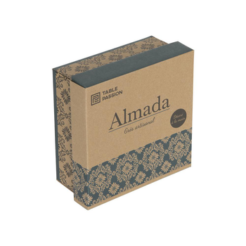 Visuel 1 du produit Gobelets en grès bleu peints à la main Coffret Almada - 4 x 15 cl