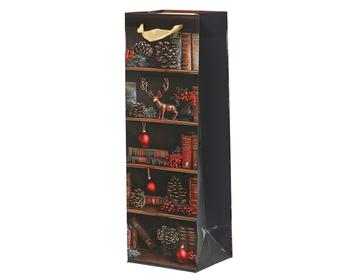 Visuel 1 du produit Sac cadeau en papier décor bibliothèque multicolore très grand modèle - 12 x 10 x 36 cm