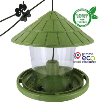 Visuel 1 du produit Mangeoire pour oiseaux en plastique 100 % recyclé coloris vert Natures Market Émilie - 21,7 x 20 cm