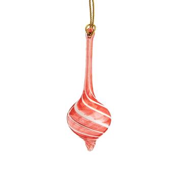 Visuel 1 du produit Suspension forme boule en verre rouge et blanc rayé - Ø 4,5 x 9,5 cm