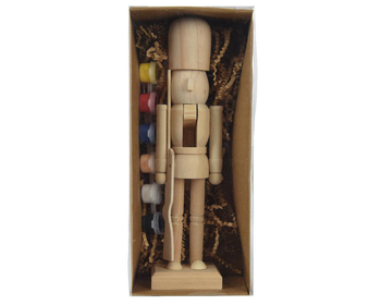 Visuel 1 du produit Casse-noisette en bois de pin à peindre et 6 pots de peinture - 11 x 7 x 26 cm