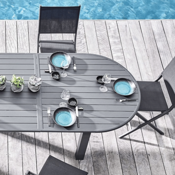Visuel 1 du produit Table de jardin extensible ovale en aluminium PROLOISIRS Genes - 200/260x140cm