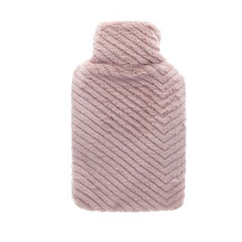 Visuel 1 du produit Bouillotte en caoutchouc naturel avec housse fourrure à motif chevrons vieux rose Cassandra