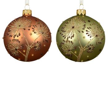 Visuel 1 du produit Boule de Noël en verre coloré à motif dandelion - Ø 8 cm