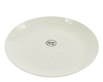 Visuel 1 du produit Assiette à dessert décor pomme de pin en porcelaine blanche - Ø 20,7 cm