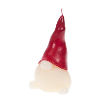 Visuel 1 du produit Bougie forme gnome à chapeau rouge Alfred - 13 x 6,8 x 6 cm