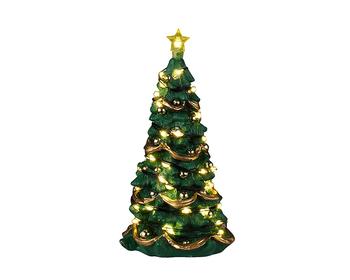 Visuel 1 du produit Décoration pour village de Noël sapin de Noël lumineux avec étoile coloris multicolore à piles Lemax - 12,5 x 8 x 6,5 cm