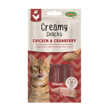 Visuel 1 du produit Friandise en crème pour chat poulet et cranberry Bubimex Creamy x 4 - 60 g