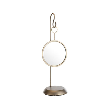 Visuel 1 du produit Miroir rond suspendu sur pied en métal bronze - 17 x 15,5 x 50 cm