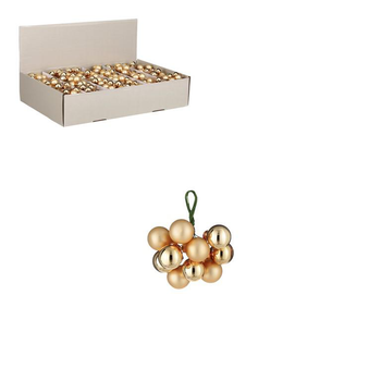 Visuel 1 du produit Grappe de boules de Noël en verre or sur fil - Ø 2 cm