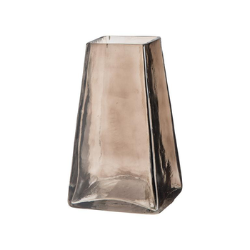 Visuel 1 du produit Vase carré en verre fumé gris - Ø 15,5 x H 30 cm