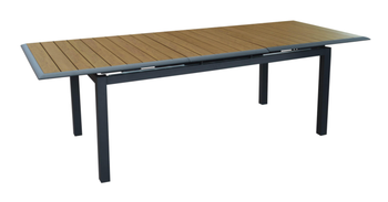 Visuel 1 du produit Table extensible en aluminium graphite/chêne, PROLOISIRS louisiane ii - 187/247x100cm