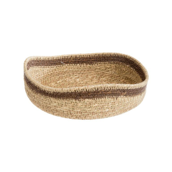 Visuel 1 du produit Corbeille bicolore à bord vague en osier naturel/brun petit modèle - 20 x 20 x 7 cm