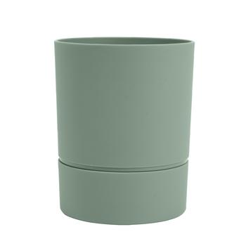 Visuel 1 du produit Pot rond en plastique à réserve d'eau coloris vert amande Poetic Aquaduo Orchidée - Ø 12,5 x H 15,5 cm
