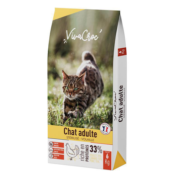 Visuel 1 du produit Croquettes pour chat adulte stérilisé au poulet VivaCroc – 6 kg