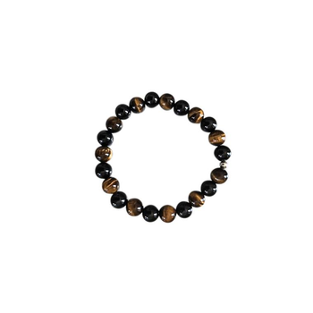 Visuel 1 du produit Bracelet mix oeil tigre et onyx 8mm