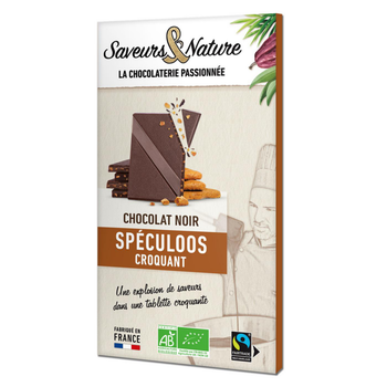 Visuel 1 du produit Chocolat noir au spéculoos croquant bio Saveurs & Nature - 80 g
