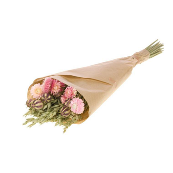 Visuel 1 du produit Bouquet de fleurs séchées mix pink en papier kraft Naturalys taille S - Ø 13 x H 50 cm