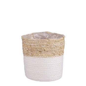 Visuel 1 du produit Panier cache-pot coloris blanc en jute Rachel Mica Decorations - 18 x Ø 18 cm