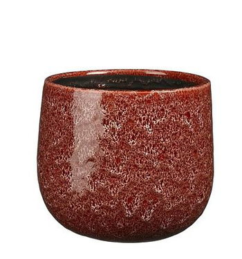 Visuel 1 du produit Cache-pot rond en céramique rouge Paola - Ø 18 x H 16 cm