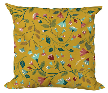 Visuel 1 du produit Coussin déco en polyester/coton à motifs coloris cumin Apolline - 40 x 40 x 15 cm