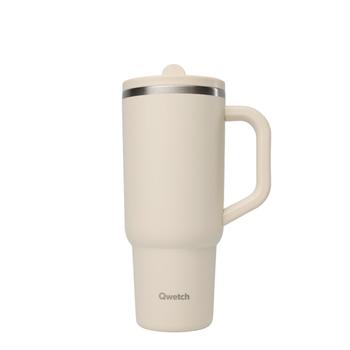 Visuel 1 du produit Travel cup isotherme en inox avec bouchon étanche Qwetch Matt sable - 900 ml