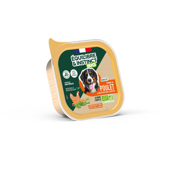 Visuel 1 du produit Aliment humide pour chien poulet petits pois carottes bio Équilibre & Instinct - 150 g