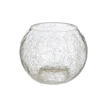 Visuel 1 du produit Bougeoir boule en verre transparent craquelé - 9 x 11 cm