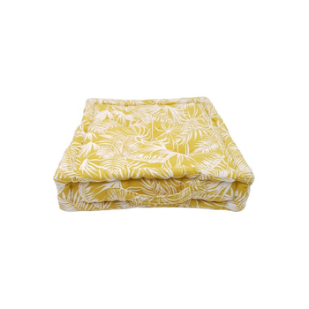 Visuel 1 du produit Coussin de sol Sauvage coloris jaune en coton motifs feuillage - 40 x 40 x 10 cm