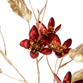 Visuel 1 du produit Branche artificielle de magnolia bordeaux et or - 16 x 8 x 73 cm