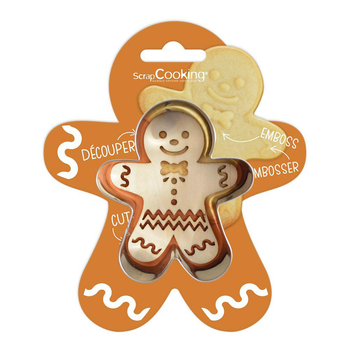 Visuel 1 du produit Découpoir et embosseur en bois forme Ginger - 8,7 x 7,1 x 2,5 cm