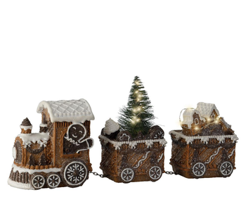 Visuel 1 du produit Train en résine marron à LED blanc chaud à piles - 18 x 7,5 x 15,5 cm