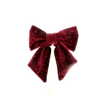 Visuel 1 du produit Nœud en velours rouge pailleté Fluffy petit modèle - 20 x 26 cm